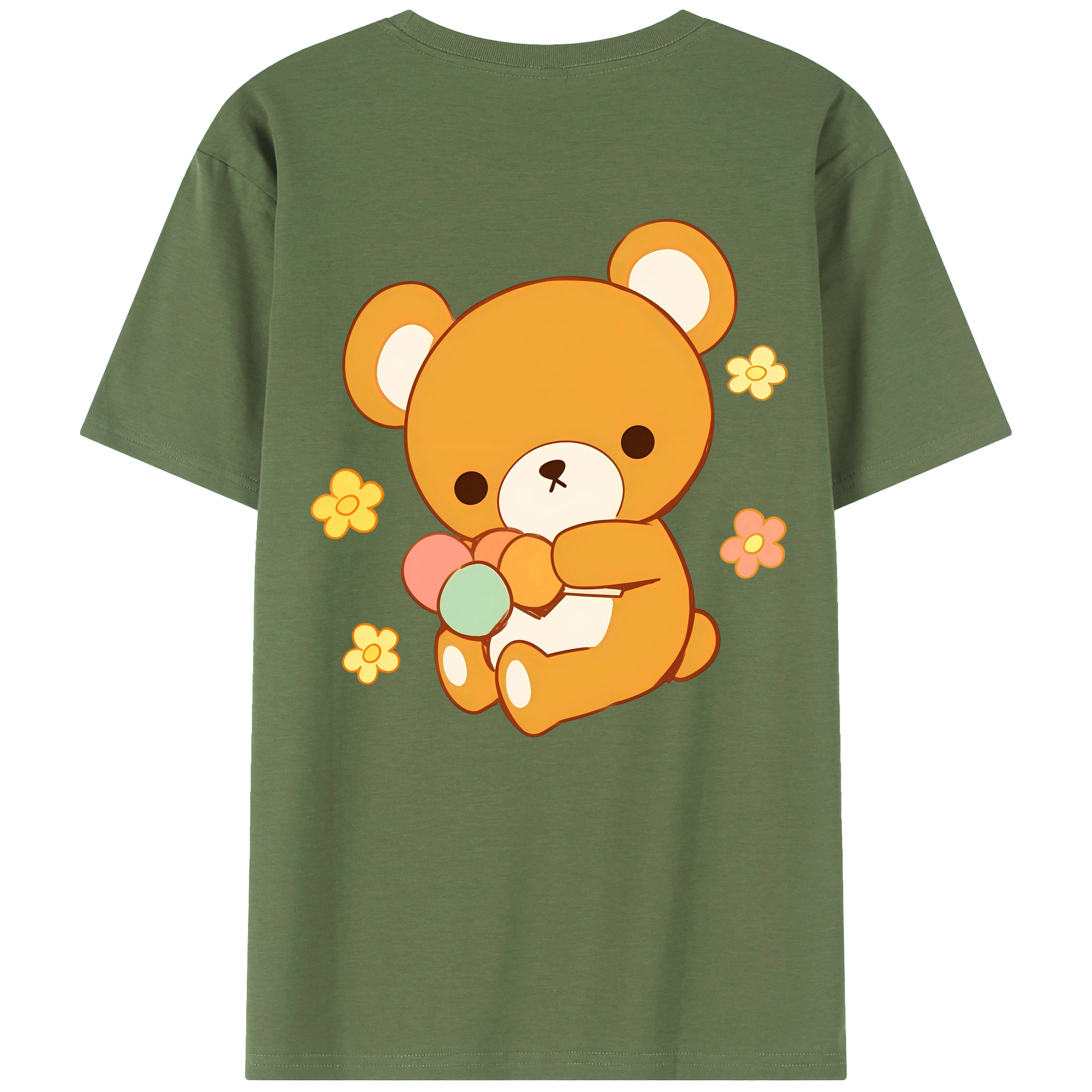 （画像用） リラックマ リラックマ キイロイトリ Rilakkuma Korilakkuma Kiiroitori 綿100％ メンズ半袖Tシャツ（バックプリント） 通気性